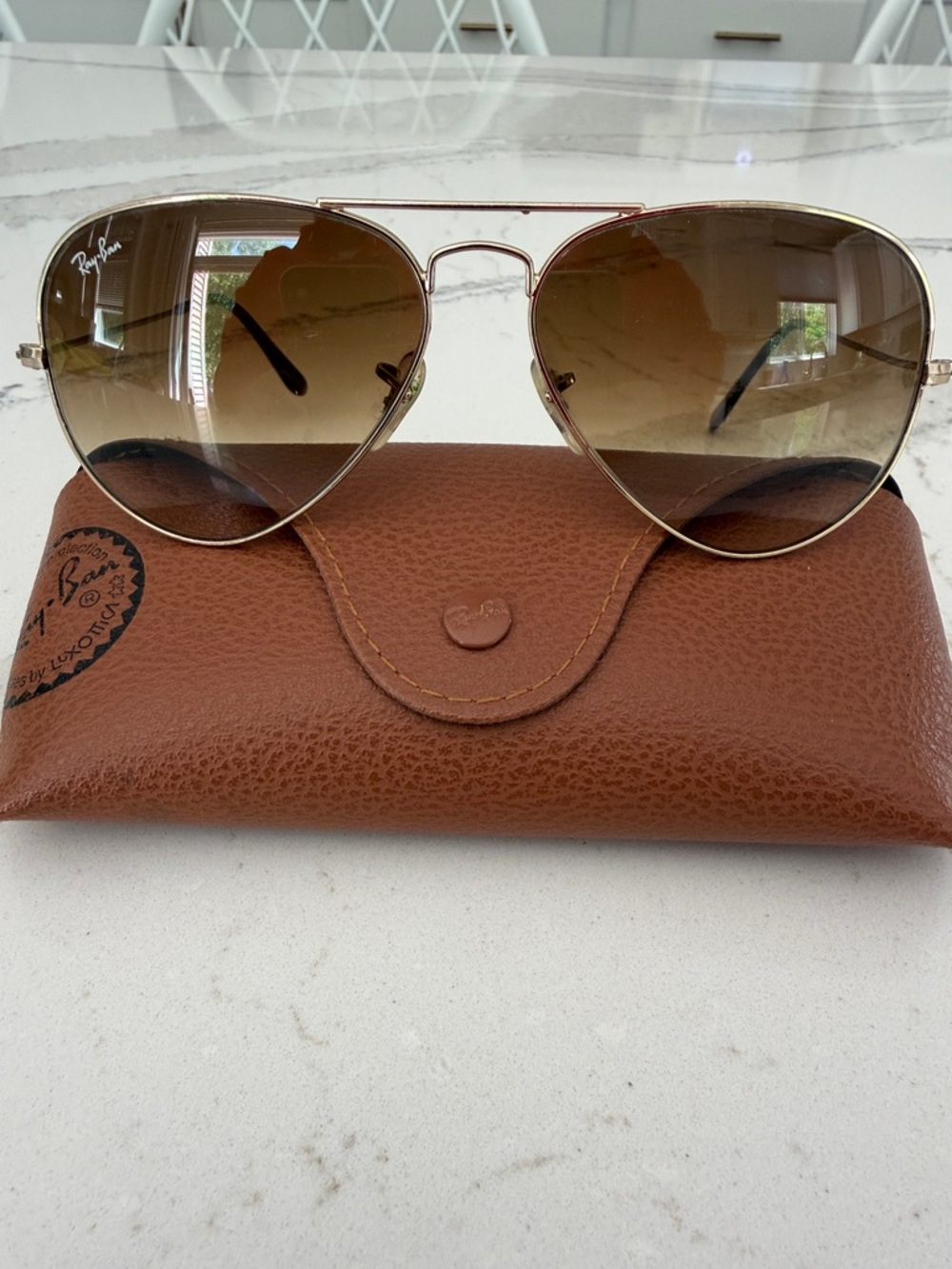 Ray-Ban Unisex Aviator Sunglasses 3025 Large Metal w Brown Gradient Lenses